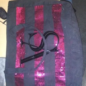 Victoria Secret striped bling tote bag.